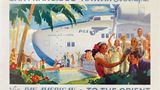 Poster von Frank McIntosh 1939: Das riesige Martin M-130 Verkehrsflugboot kam ausschließlich ab 1935 im Pazifik zum Einsatz. Über Hawaii ging es weiter bis Manila auf die Philippinen.