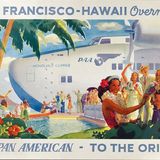 Poster von Frank McIntosh 1939: Das riesige Martin M-130 Verkehrsflugboot kam ausschließlich ab 1935 im Pazifik zum Einsatz. Über Hawaii ging es weiter bis Manila auf die Philippinen.