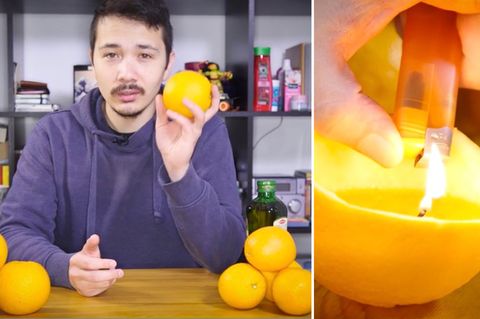 Life Hack : So wird aus einer Orange in wenigen Minuten eine Kerze