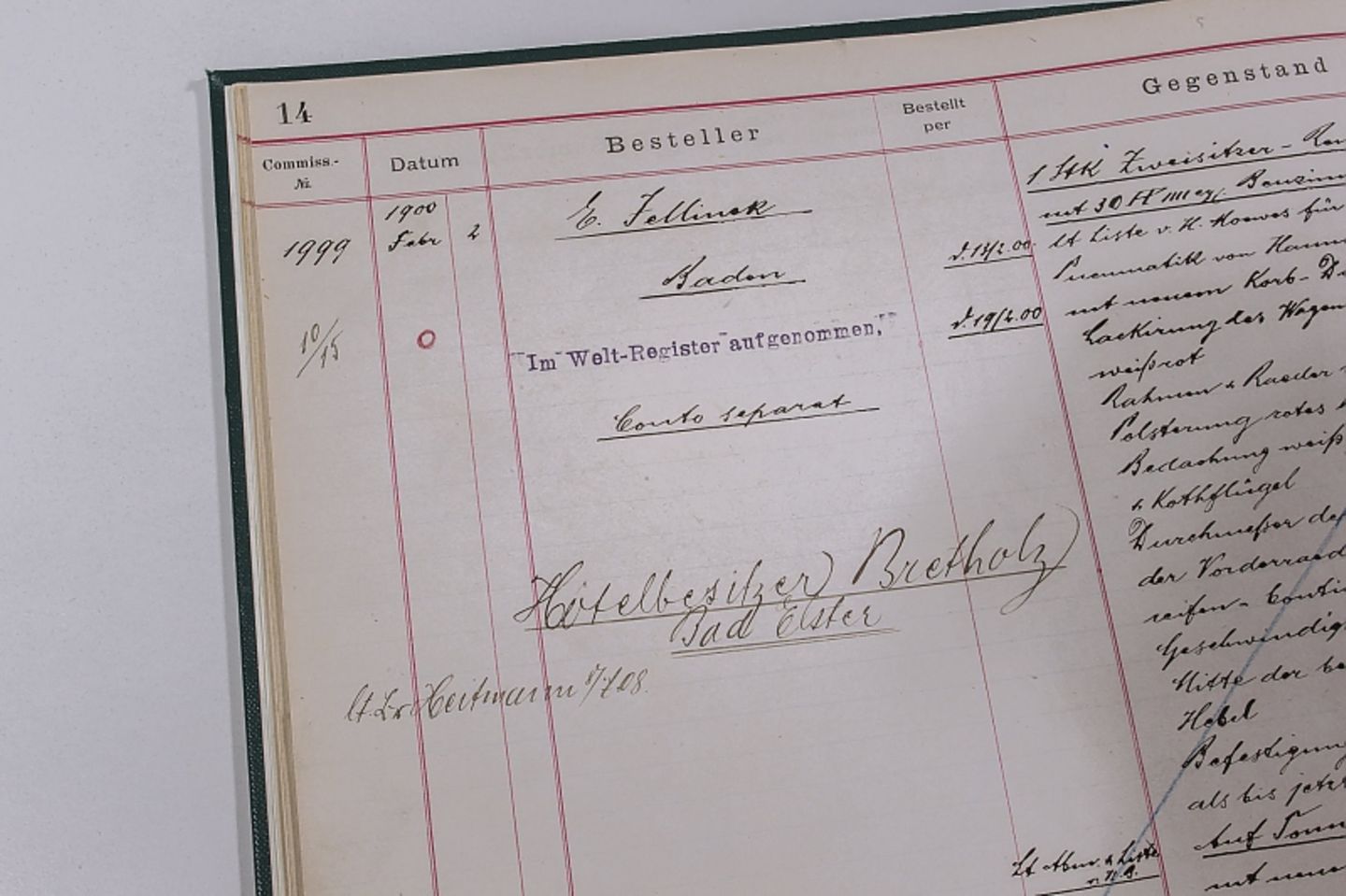 Auftragsbuch im Daimler-Archiv