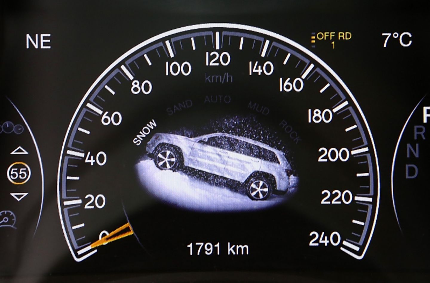 Im Rundinstrument wird der Allrad-Modus angezeigt