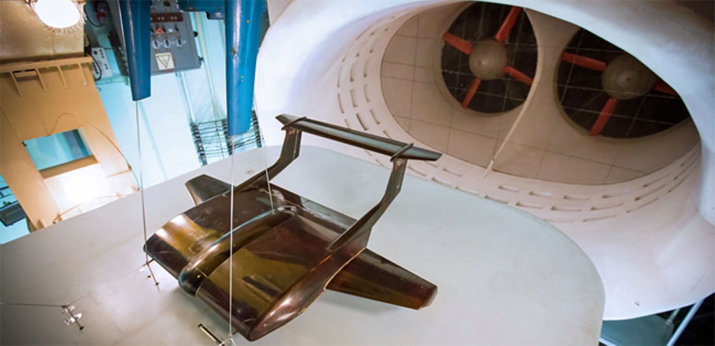 Das Modell im Windtunnel.