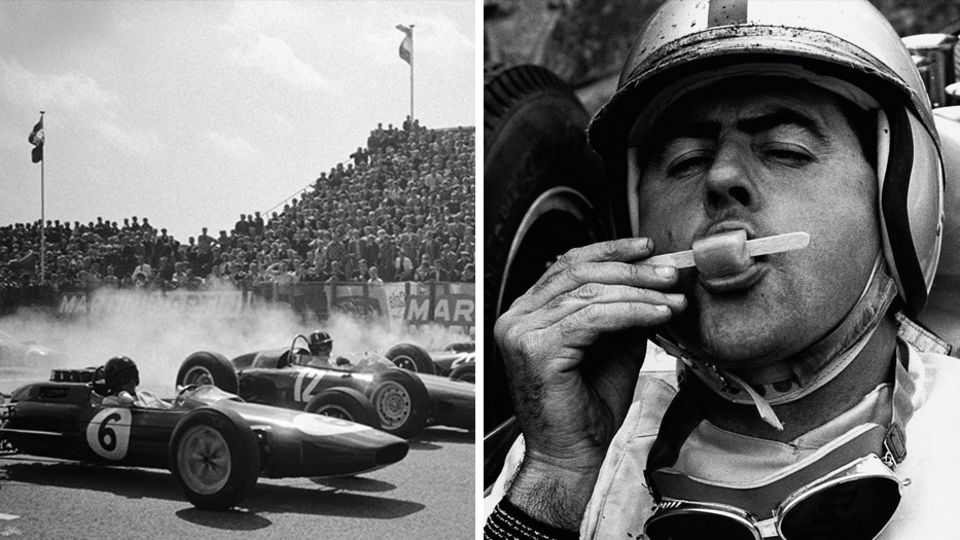 Collage: Formel Eins Fahrer und Wagen
