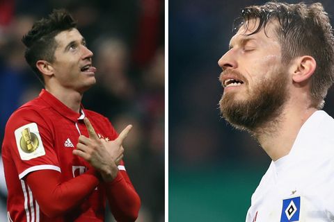Robert Lewandowksi vom FC Bayern hatte einen deutlich besseren DFB-Pokalabend als Aaron Hunt vom HSV