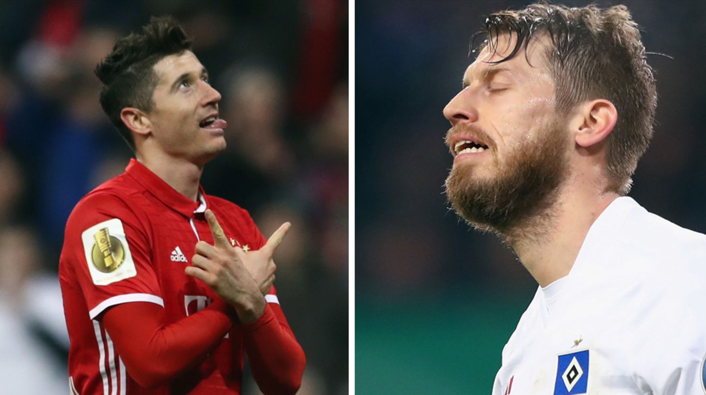 Robert Lewandowksi vom FC Bayern hatte einen deutlich besseren DFB-Pokalabend als Aaron Hunt vom HSV
