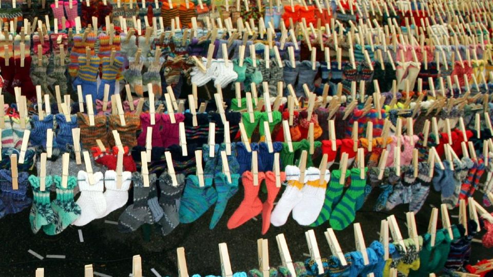 Socken auf der Wäscheleine