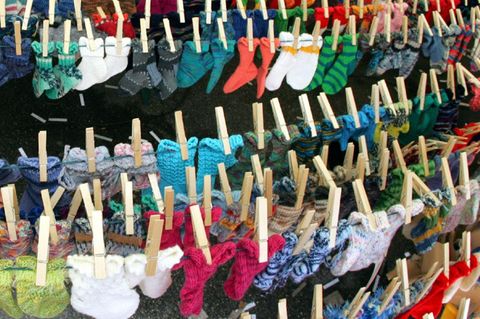 Socken auf der Wäscheleine