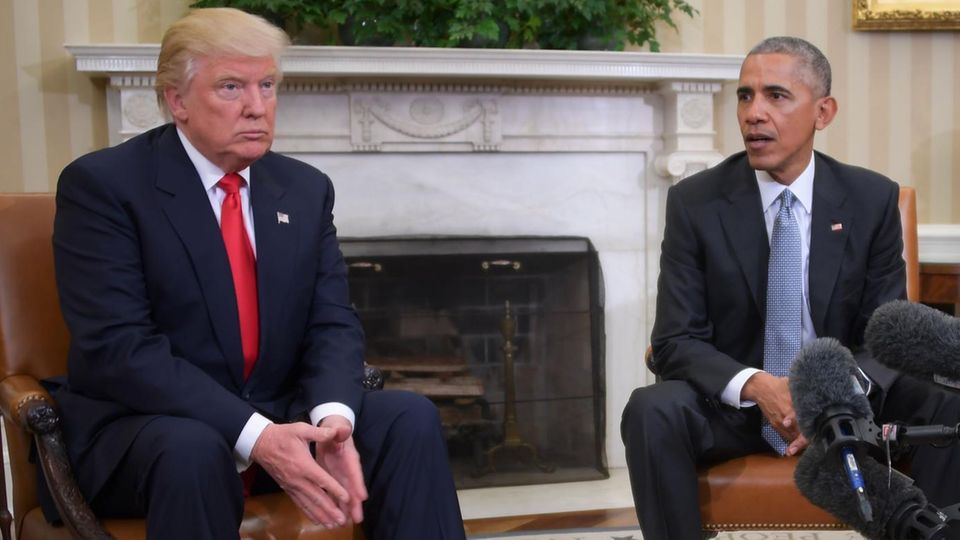 US-Präsident Donald Trump (l.) und sein Vorgänger Barack Obama