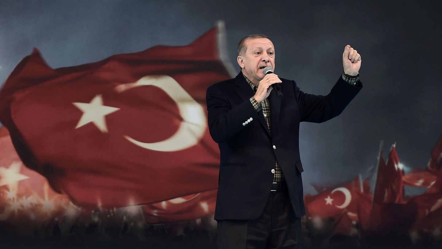 Der türkische Präsident Recep Tayyip Erdogan bei einer Wahlkampfveranstaltung