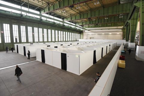 Unterkunft für Flüchtlinge auf dem Tempelhofer Feld in Berlin