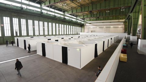 Unterkunft für Flüchtlinge auf dem Tempelhofer Feld in Berlin