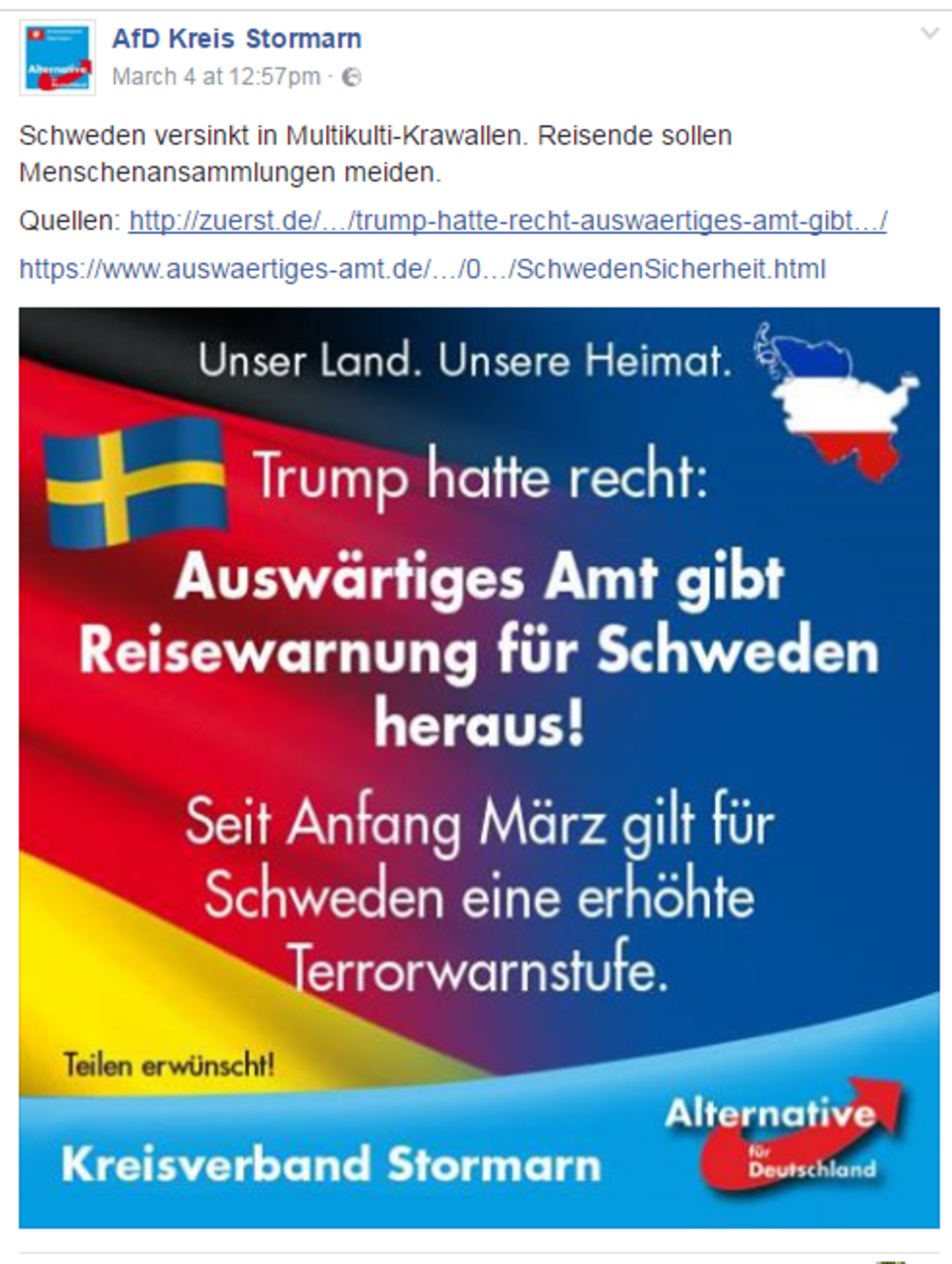 Afd Stormarn Schweden Warnung