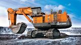 Hitachi EX 5600-6  Mit 19,7 Metern ist er der Riese unter den Hydraulikbaggern und landet auf Platz 4. Der Minen-Bagger EX 5600-6 von Hitachi wird von einem 50 Liter-Motor mit 1453 PS angetrieben.