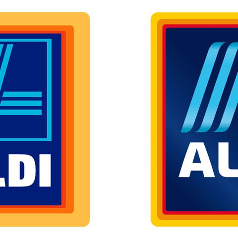 Vergleich von altem und neuem Logo von Aldi Süd