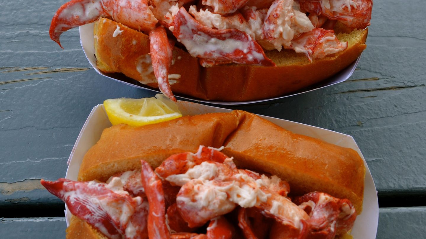 Lobster Roll  Hummer im Brötchen schmeckt vor allem in Maine, USA.