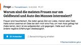 Warum sind die meisten Frauen nur am Geldbeutel und Auto des Mannes interessiert?