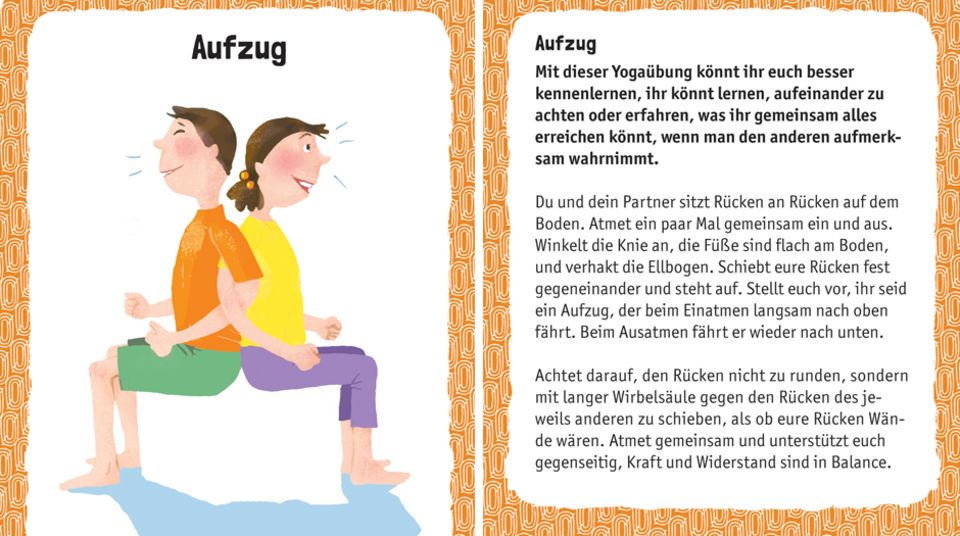 Aufzug Illustration zweier Kinder, die Rücken an Rücken in die Knie gehen