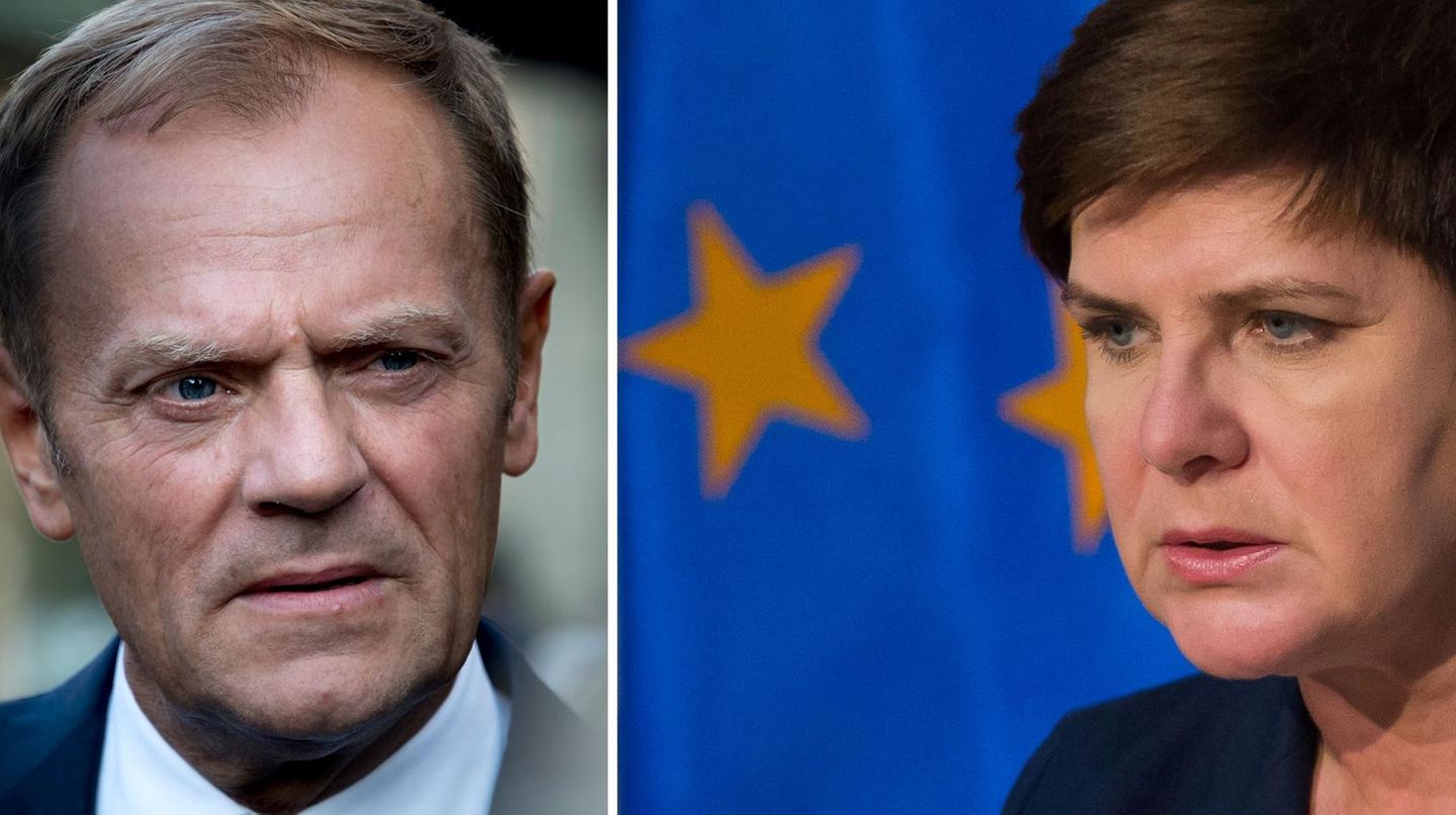 Polens Premierministerin Beata Szydlo hat Donald Tusk im Visier - Polen war gegen Tusks Wiederwahl beim EU-Gipfel