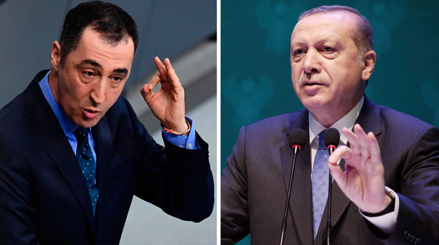 Bild-Kombo: Cem Özdemir und Recep Tayyip Erdogan gestikulieren