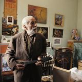 Ein alter Mann spielt Laute