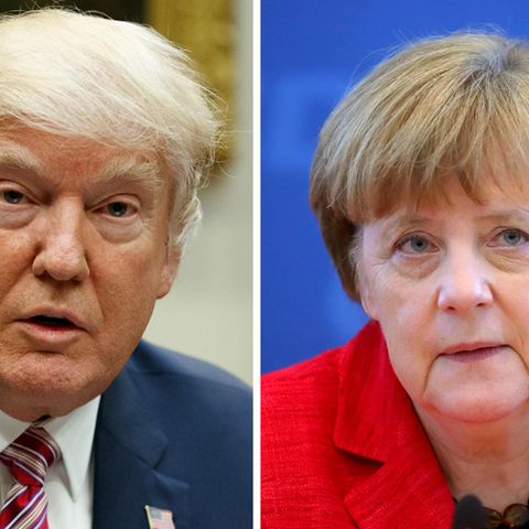 Treffen zum ersten Mal aufeinander: Bundeskanzlerin Angela Merkel und US-Präsident Donald Trump