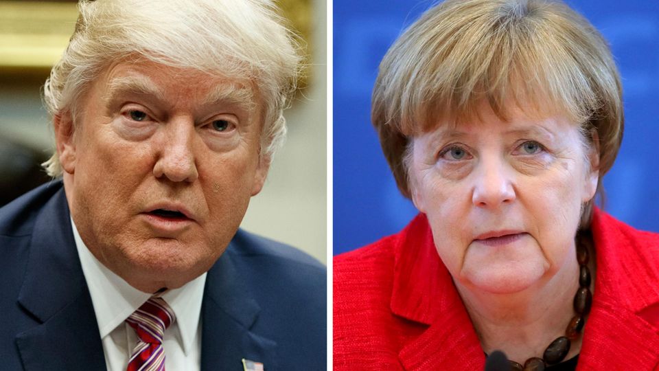 Treffen zum ersten Mal aufeinander: Bundeskanzlerin Angela Merkel und US-Präsident Donald Trump