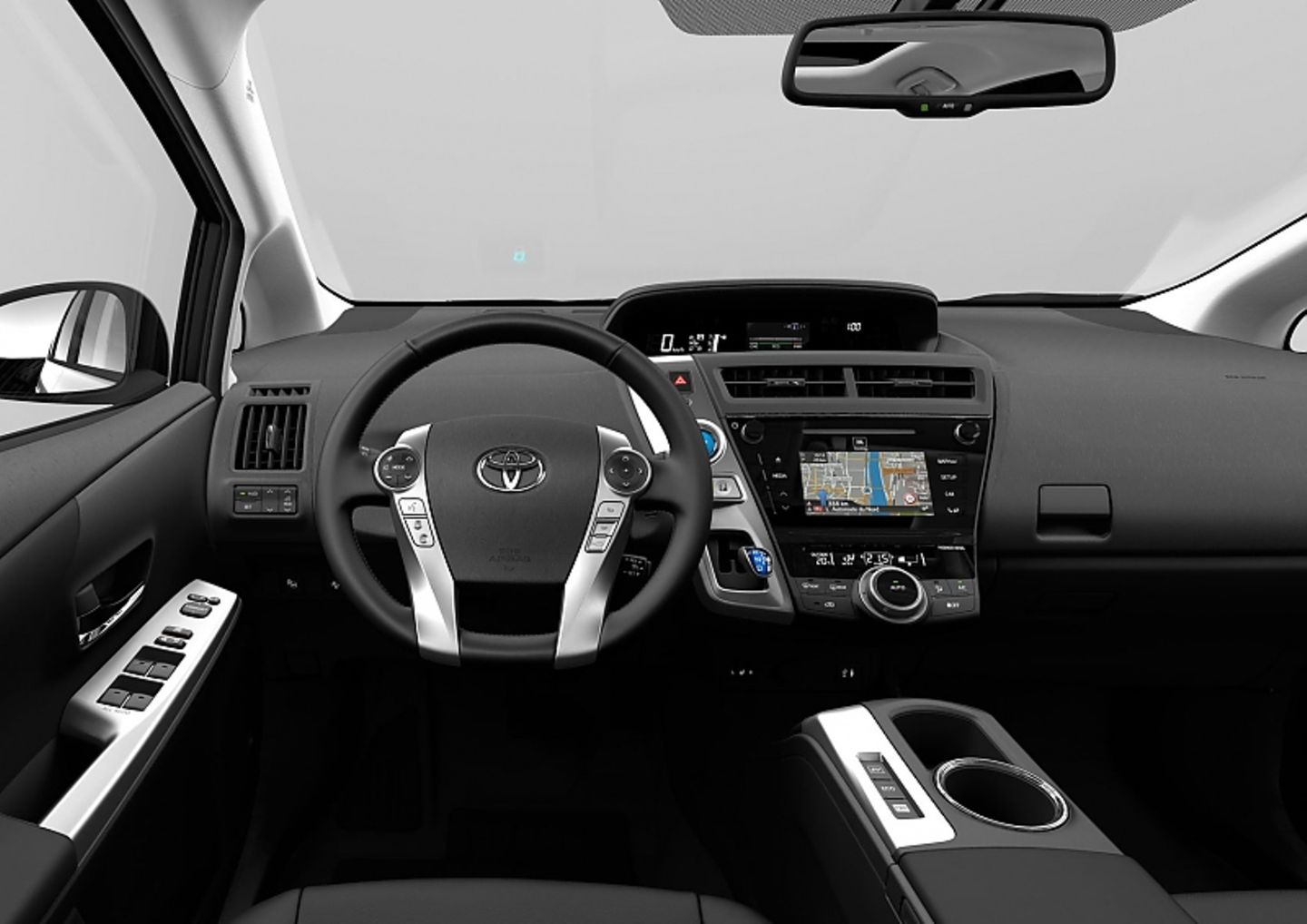 Das Cockpit des Toyota Prius+ ist sehr plastiklastig.