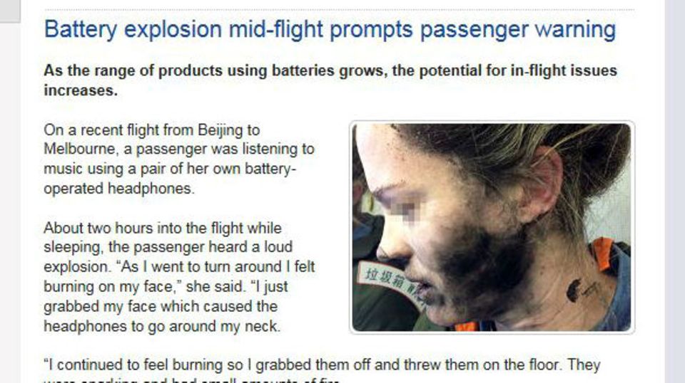 Foto der australischen Verkehrssicherheitsbehörde Das Gesicht einer jungen Frau ist teilweise rußgeschwärzt
