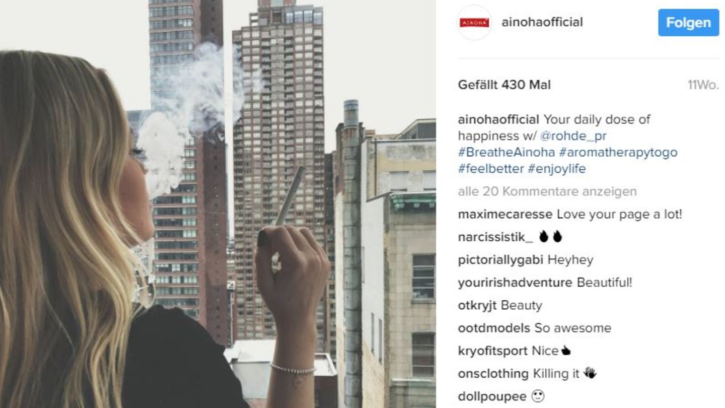 Ein Instagram-Screenshot eines Werbebilds von Ainoha.