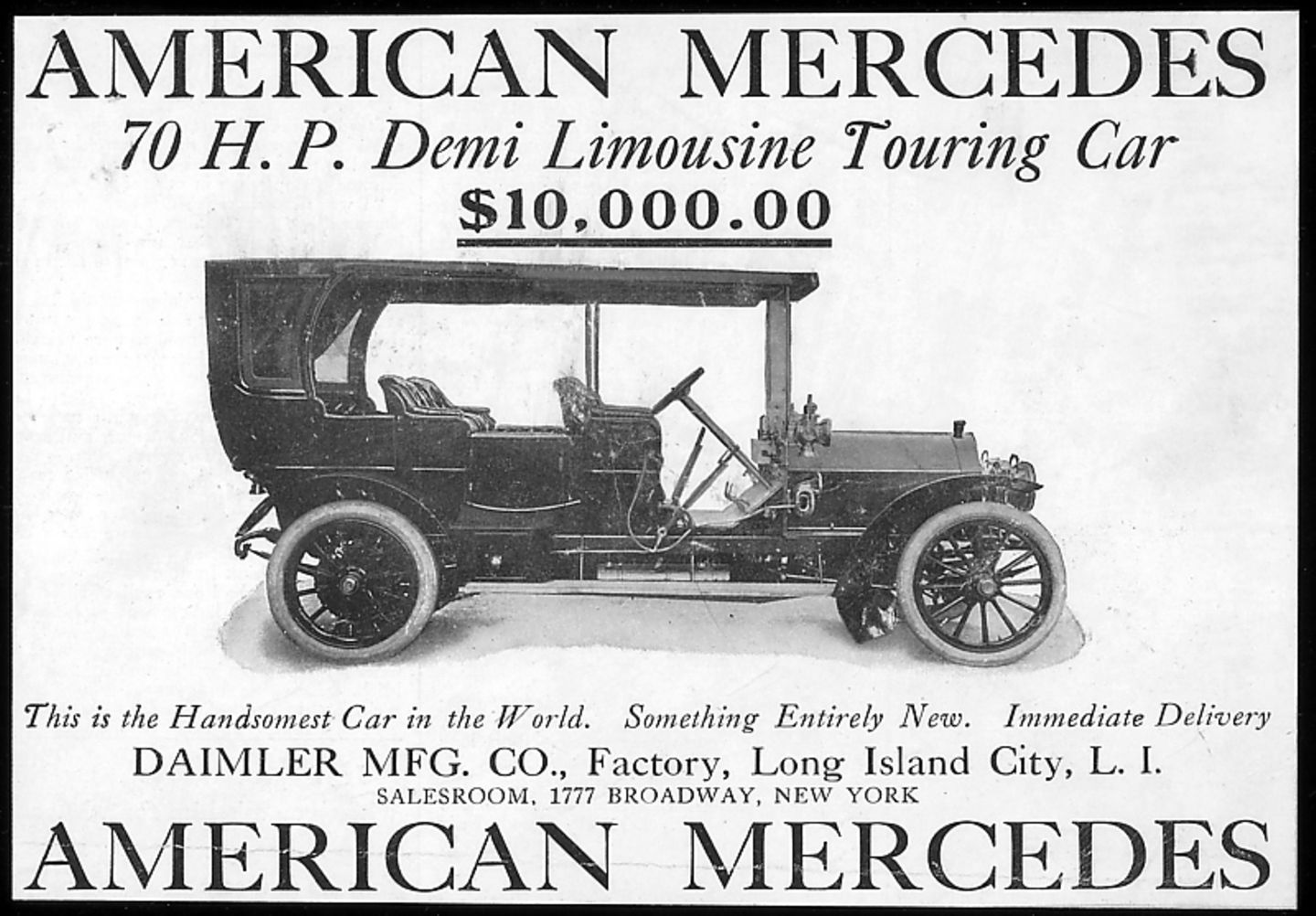 Werbeanzeigen von American Mercedes