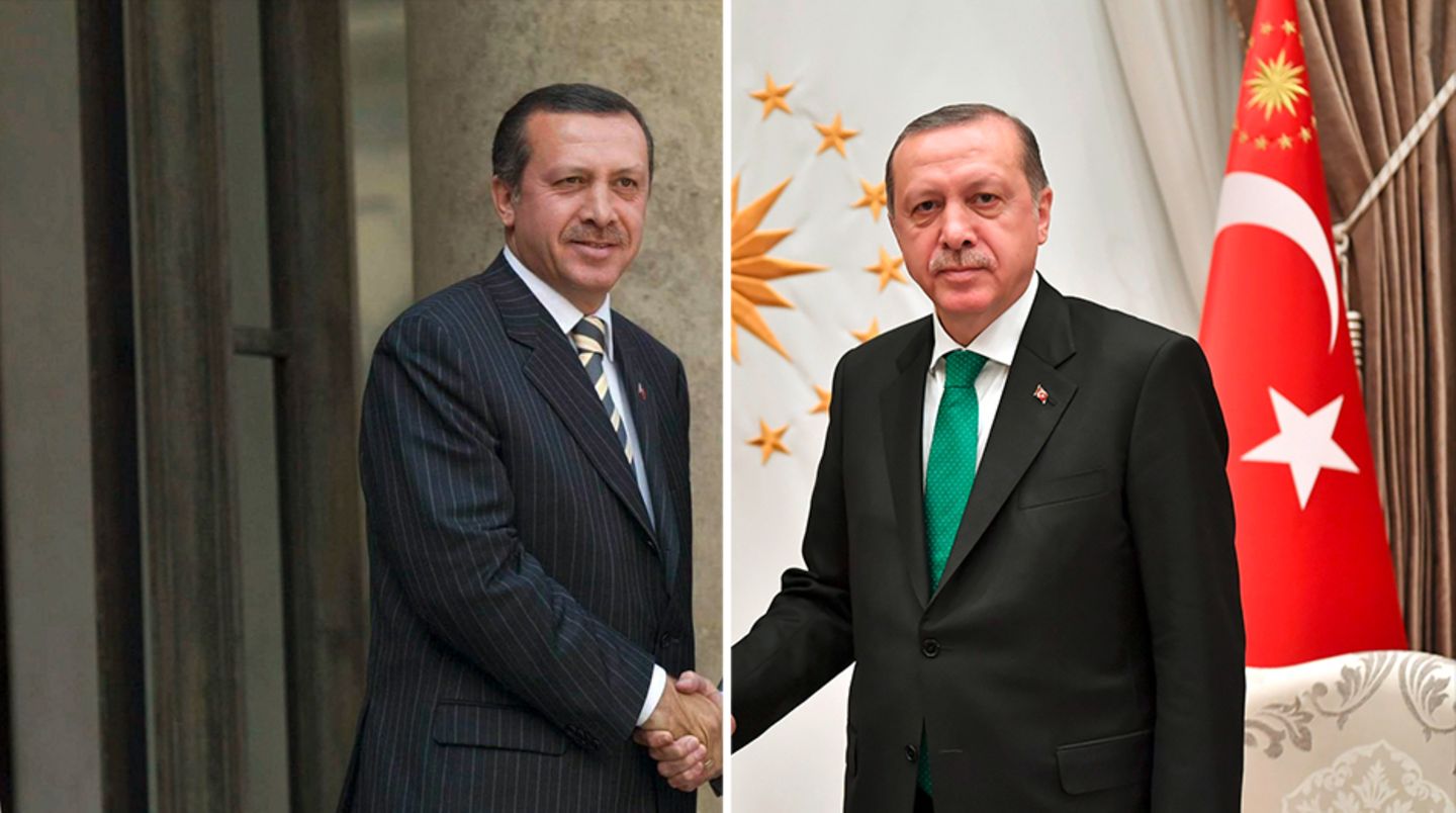 Der Recep Tayyip Erdogan aus dem Jahr 2004 (l.) und der von heute (r.) haben nur noch wenig miteinander gemein