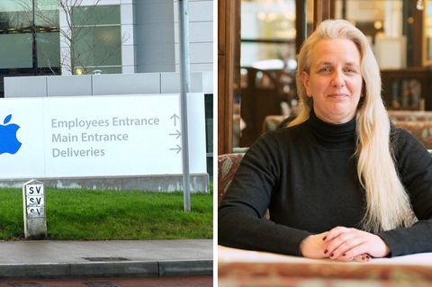 Daniela Kickl wurde in ihren drei Jahren bei Apple nicht glücklich. Links der Eingang zur Apple-Europa-Zentrale in Hollyhill in der Nähe von Cork in Irland.