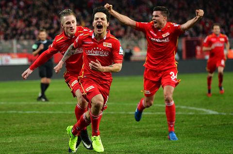 Philipp Hosiner und seine Teamkameraden von Union Berlin jubeln über das 1:0 gegen den 1. FC Nürnberg