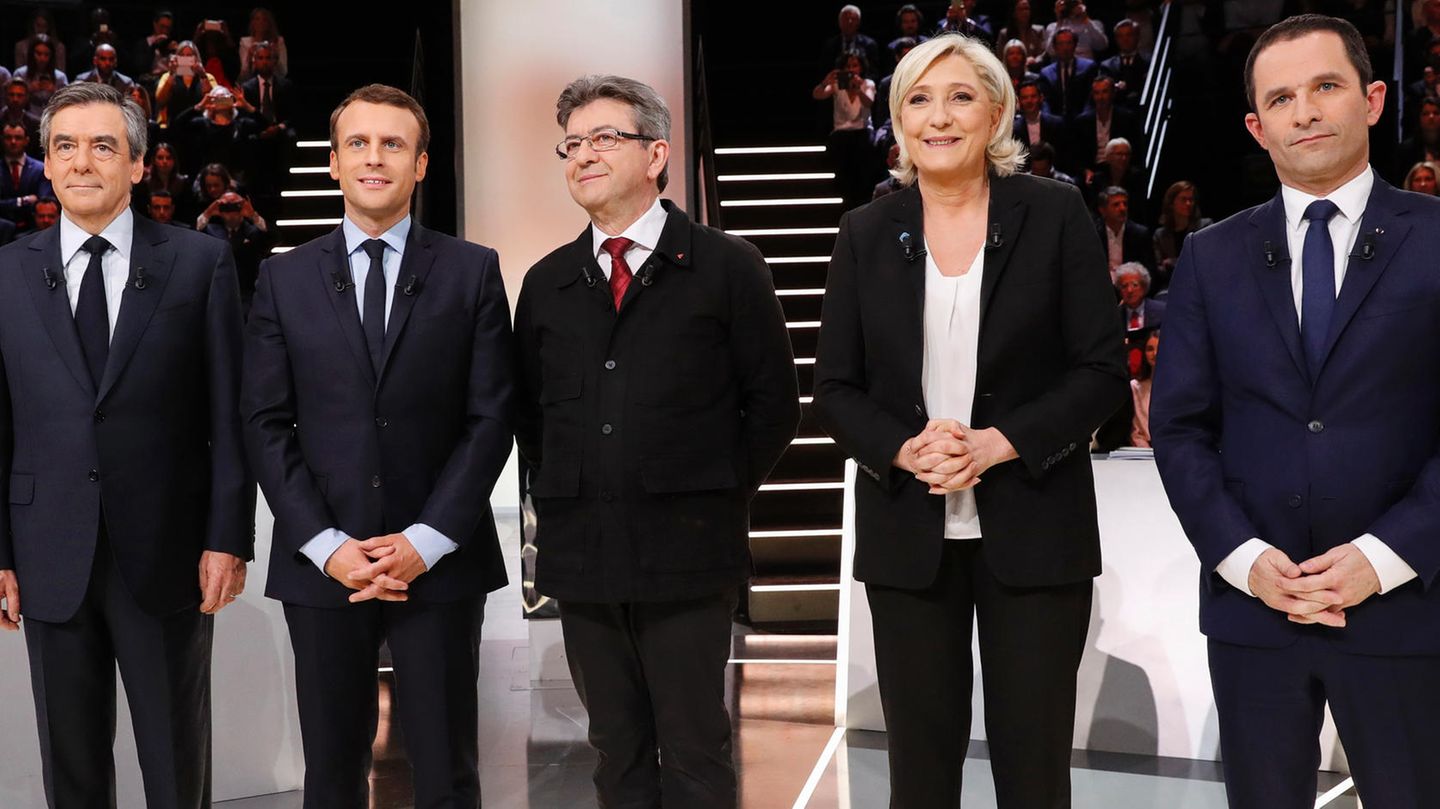 Die fünf Präsidentschaftskandidaten in Frankreich vor der TV-Debatte