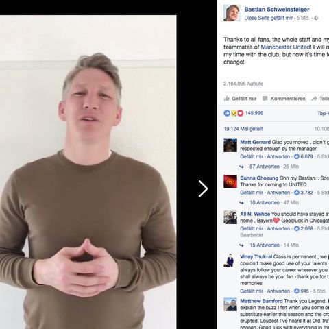 Wechsel in die USA: Schweinsteigers emotionale Videobotschaft zum Abschied