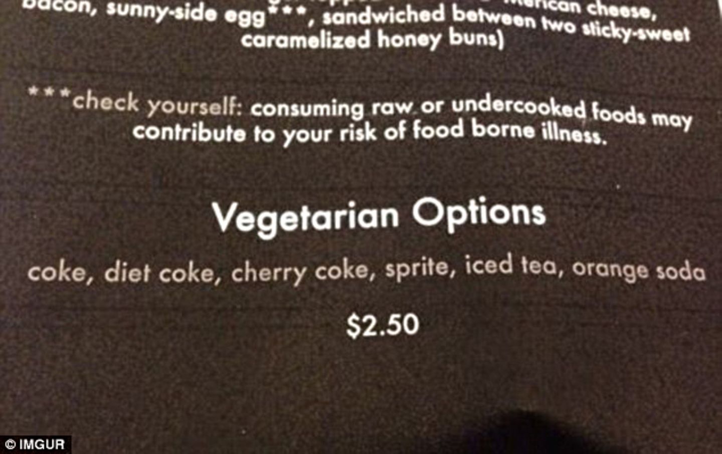 Warum sollte man auf Vegetarier auch immer Rücksicht nehmen? In diesem Restaurant gibt es eine Auswahl für Vegetarier – in flüssiger Form.