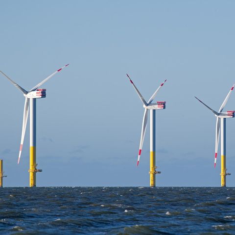 Der Offshore-Windpark Nordergründe vor dem Sielhafen von Dorum. Strom aus Offshore-Parks wird deutlich günstiger.