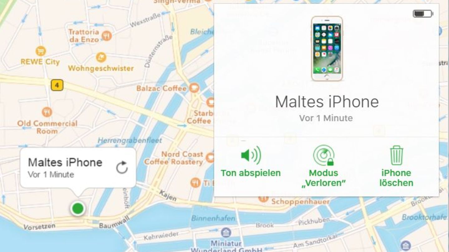 Die Funktion "iPhone finden" in Apples iCloud