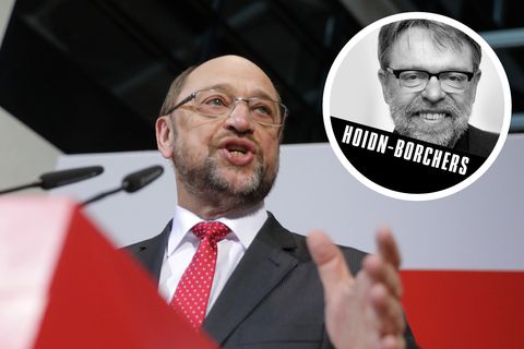 Kommentar zur Saarland -Wahl: Schulz-Zug gebremst - Martin Schulz am Rednerpult