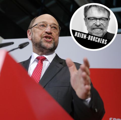 Kommentar zur Saarland -Wahl: Schulz-Zug gebremst - Martin Schulz am Rednerpult