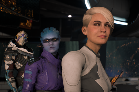 Mass Effect: Andromeda Die Crew von Ryder bei einer Bespechung