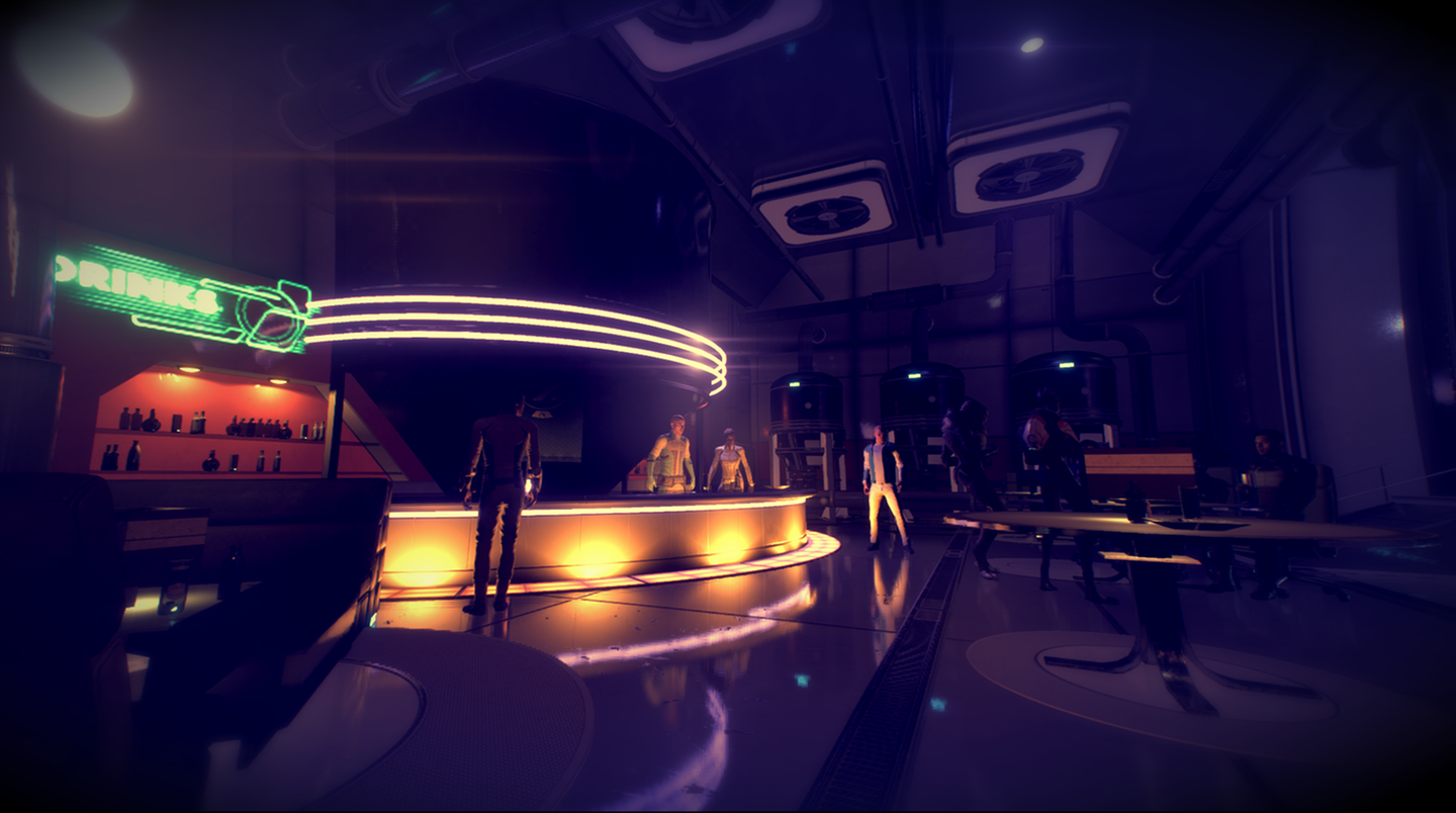 Mass Effect: Andromeda Test PC PS4 XboxOne Nvidia Ansel Mass Effect: Andromeda Ryder steht in der Bar auf der Raumstation Nexus