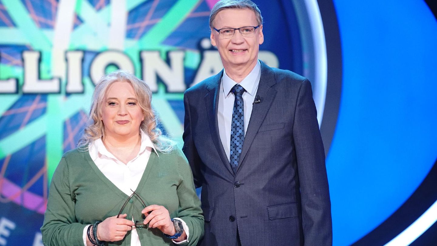 "Wer wird Millionär"-Kandidatin Stella Böhm neben Günther Jauch