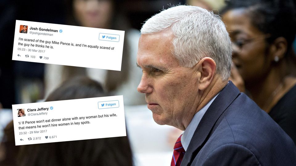 US-Vizepräsident Mike Pence sorgt mit einer selbstauferlegten "Regel" für Diskussionen. Zu sehen ist Mike Pence im Profil.