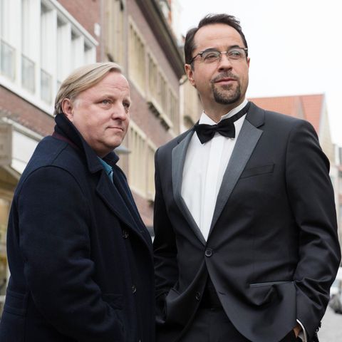 Axel Prahl als Kommissar Frank Thiel und Jan Josef Liefers als Prof. Karl-Friedrich Boerne.