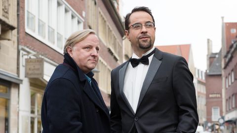 Axel Prahl als Kommissar Frank Thiel und Jan Josef Liefers als Prof. Karl-Friedrich Boerne.