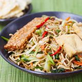 Bratnudeln (Mie-Nudeln mit Ei) und Hähnchen: 563 Kalorien pro 100 Gramm