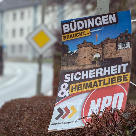 NPD-Werbeplakat in Büdingen