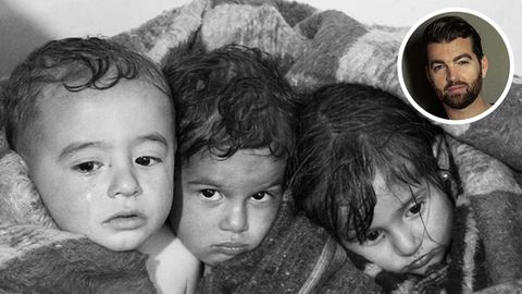 Drei Kinder in Chan Scheichun, Syrien.