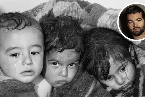 Drei Kinder in Chan Scheichun, Syrien.
